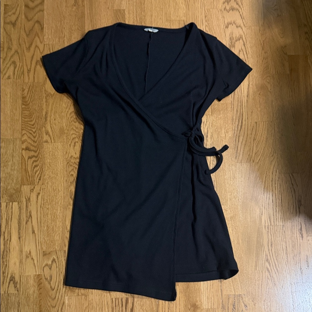 Madewell Black Wrap Mini Dress